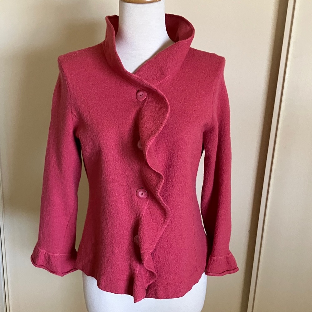 Jones New York Collection Feminine Cowl Neck button Sweater Jacket .